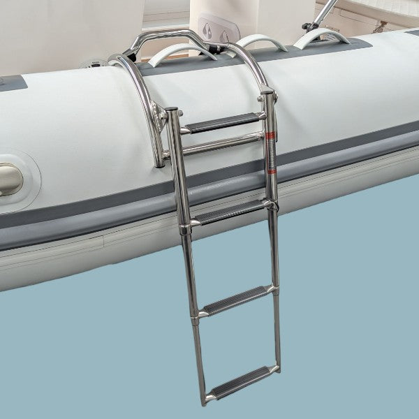 RVS Zwemtrap voor Rubberboot – Inschuifbaar en Opklapbaar