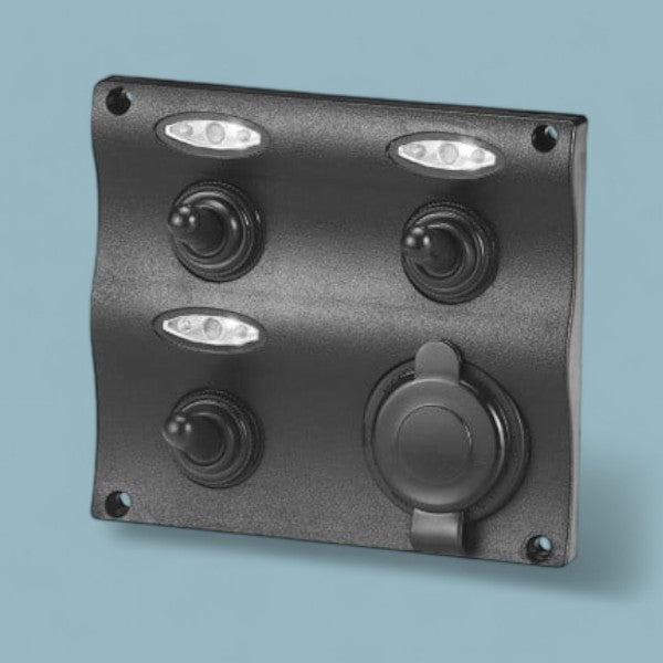 Schakelpaneel 3-knops met 12V aansluiting