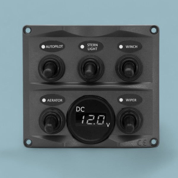 Schakelpaneel 5-polig met Voltmeter