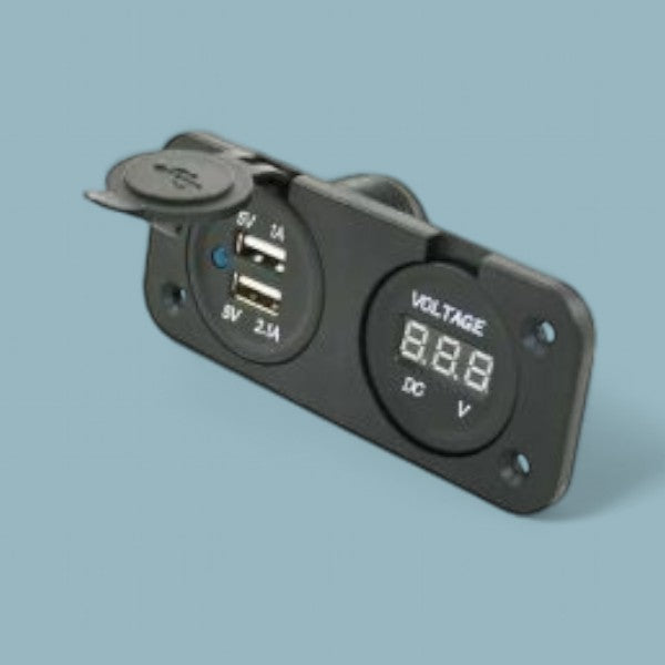 Dubbel USB Laadpaneel met Digitale Voltmeter